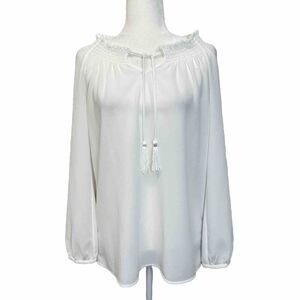 Chico's Long Sleeve Peasant Tunic Shirt Top Women White Chiffon Size 0 (S) Sheer